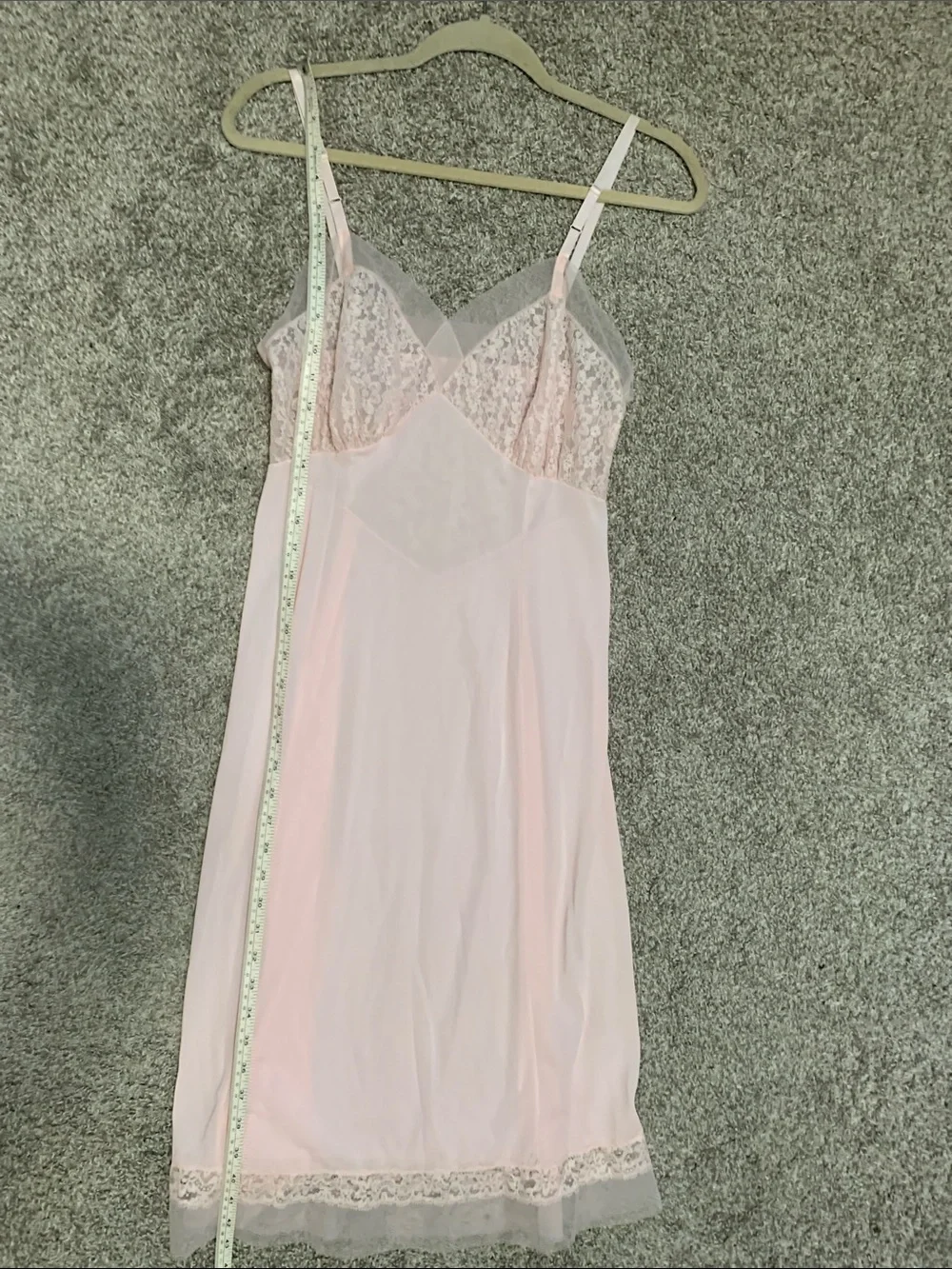 Vintage Light Pink Lace-Trim Slip Dress